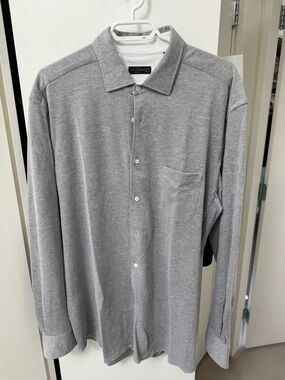 17.5 Corneliani cotton pique long sleeved shirt